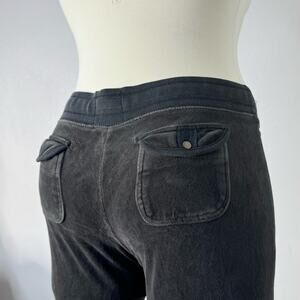 Y2K Velour Low Rise Flare Pants Back Pockets Gray SO Size L